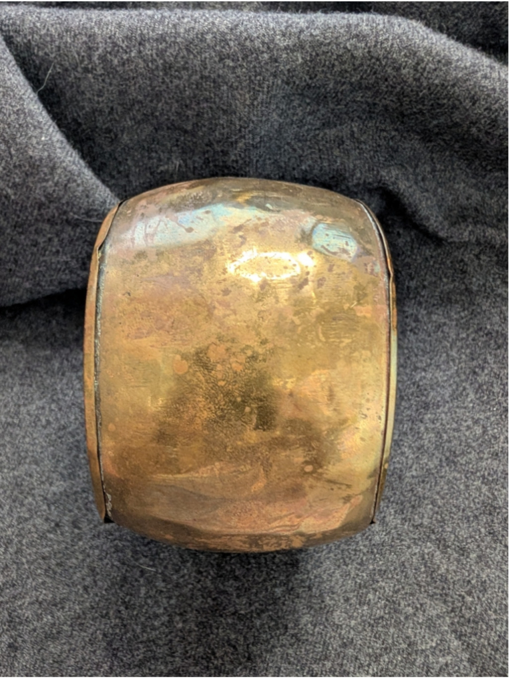 Vintage Wide Domed Brass Bangle Bracelet Armor Statement Patina AS IS